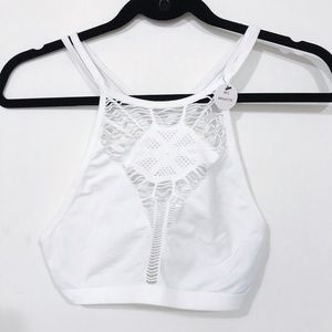 FOREVER 21 Cut Out Bralette Strappy White Cropped